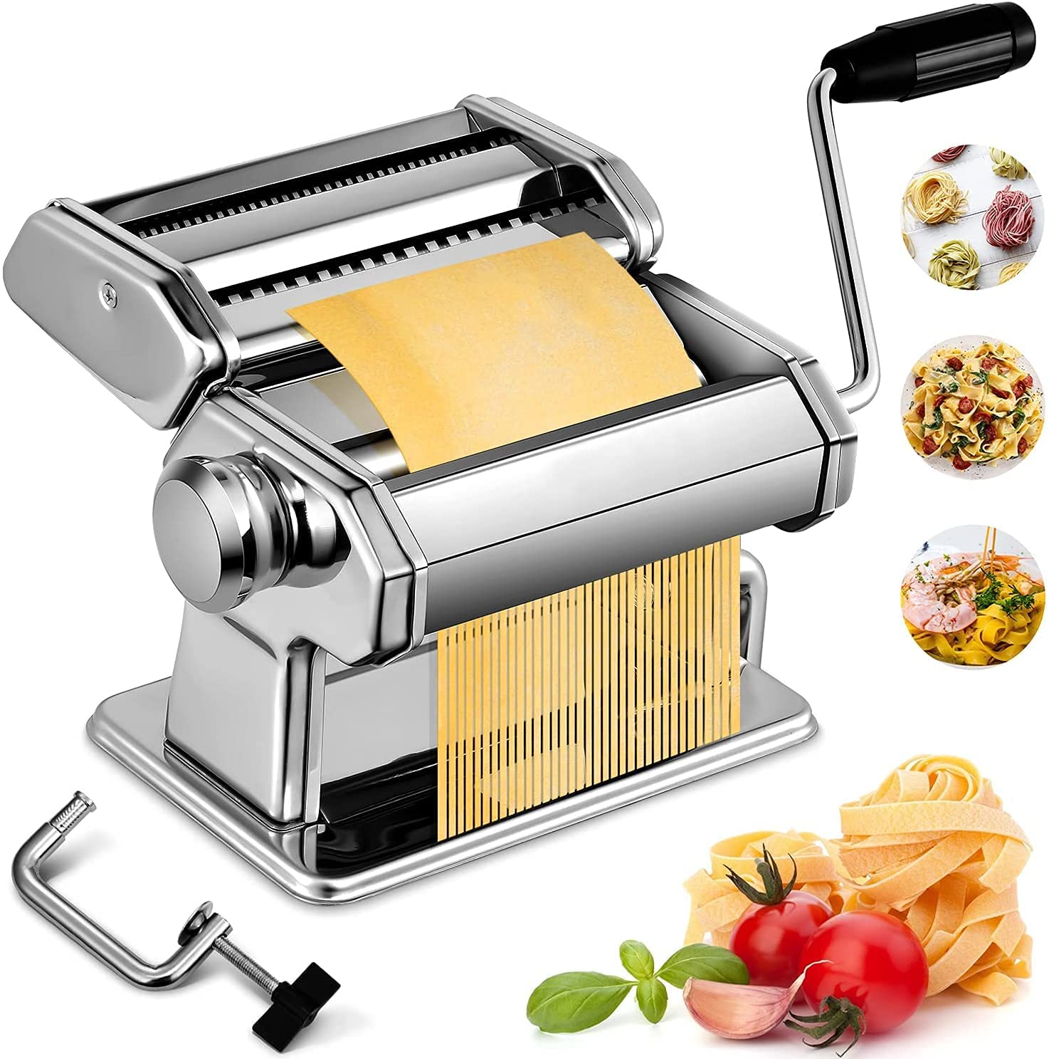 Pasta Maker, 150 Pasta Roller Noodle Maker Machine with 9 Adjustable  Thickness Settings, Perfect for Spaghetti, Fettuccini, Lasagna or Dumpling  Skins